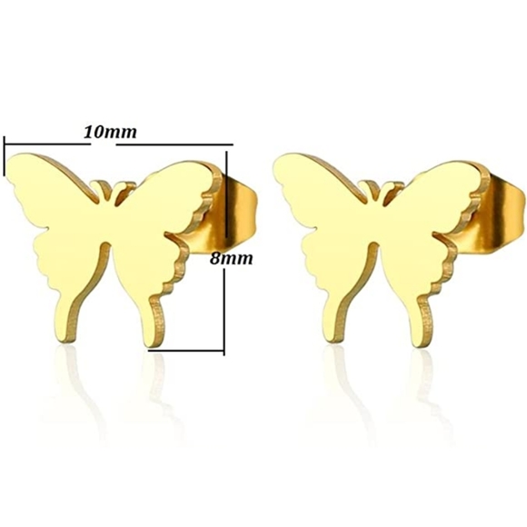 New Little Gold Butterflies Golden Butterfly Earrings Minimalist NWT - Picture 5 of 6